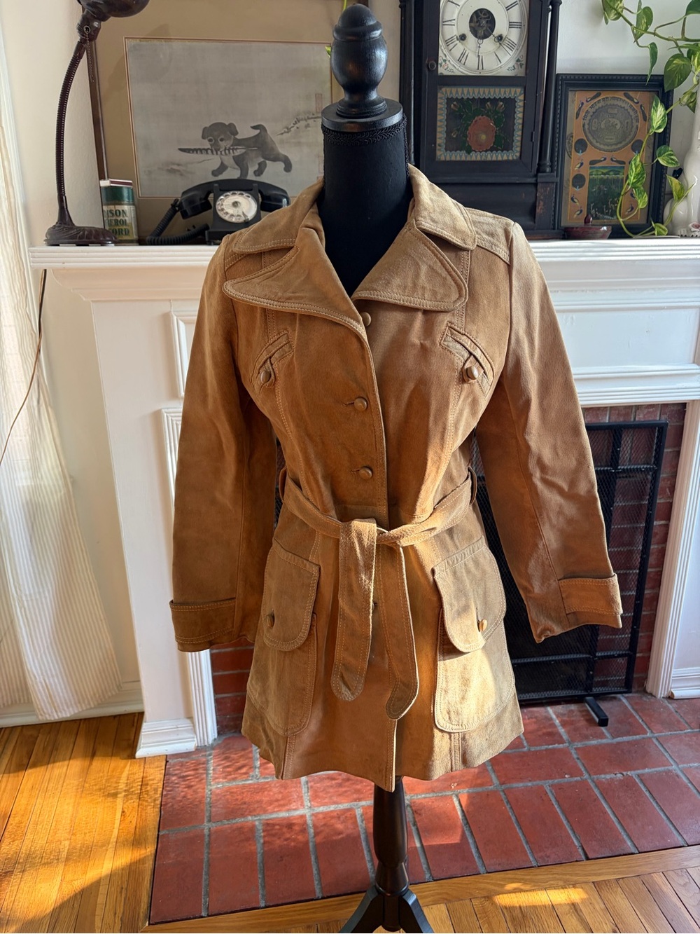 Women's Vintage Tan Suede Belted Jacket